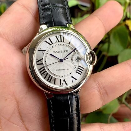 Ballon Bleu de Cartier Automatic Silver Dial Leather Strap Men’s Watch