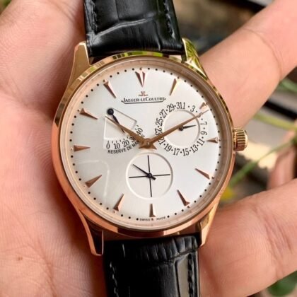 Jaeger Lecoultre Ultra Thin Reserve de Marche Rose gold White Dial Men's Watch