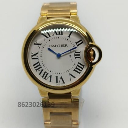 Cartier Ballon Yellow Gold White Dail Men's Watch