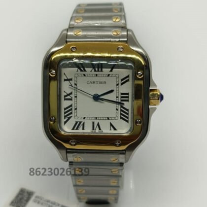Cartier Santos White Dail Dual Tone Men's Watch