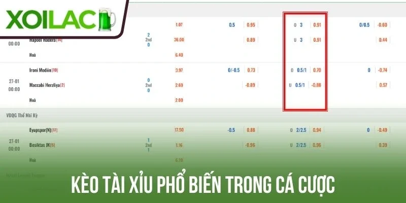 Kèo Tài Xỉu phổ biến trong cá cược