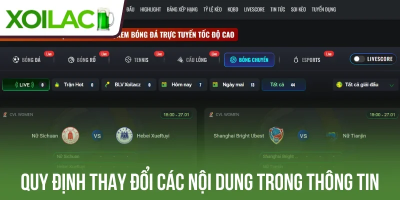 Quy định thay đổi các nội dung trong thông tin đã đăng ký