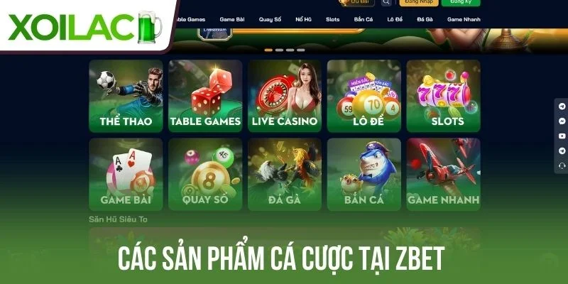 Các sản phẩm cá cược tại Zbet 