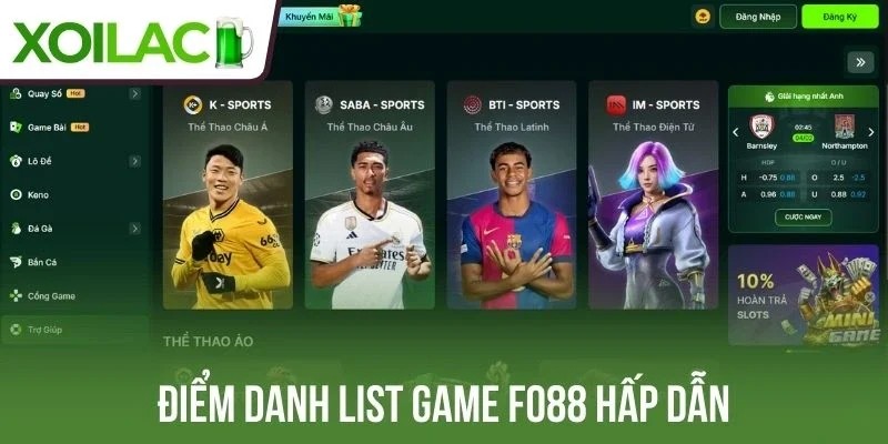 Điểm danh list game Fo88 hấp dẫn