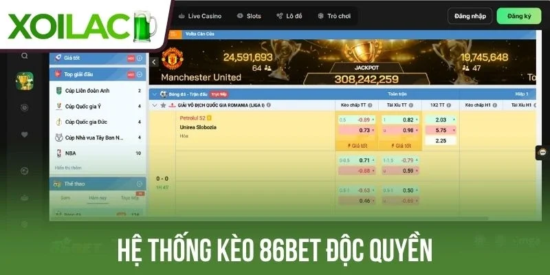 Hệ thống kèo 86Bet độc quyền