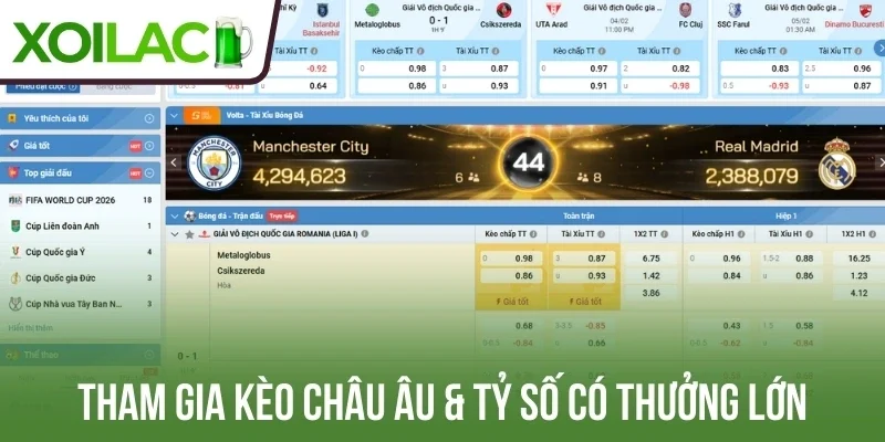 Tham gia kèo châu Âu & tỷ số có thưởng lớn